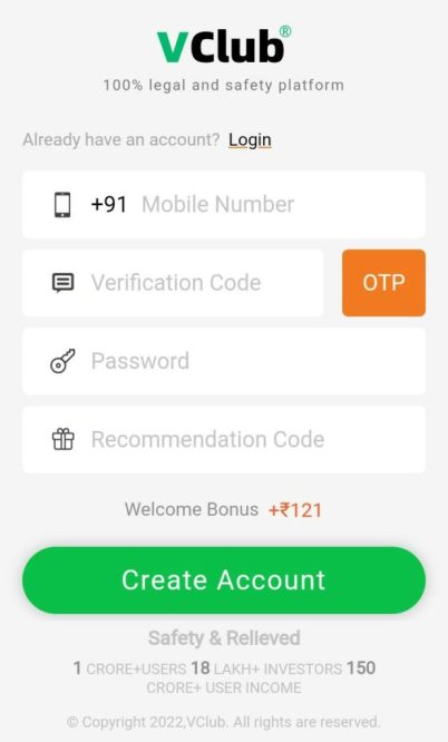 Register VClub Apk